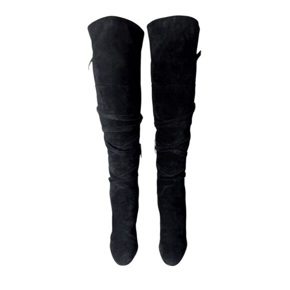 SAM EDELMAN Sable Black Suede Over The Knee Boot Size 9.5M - Picture 4 of 9